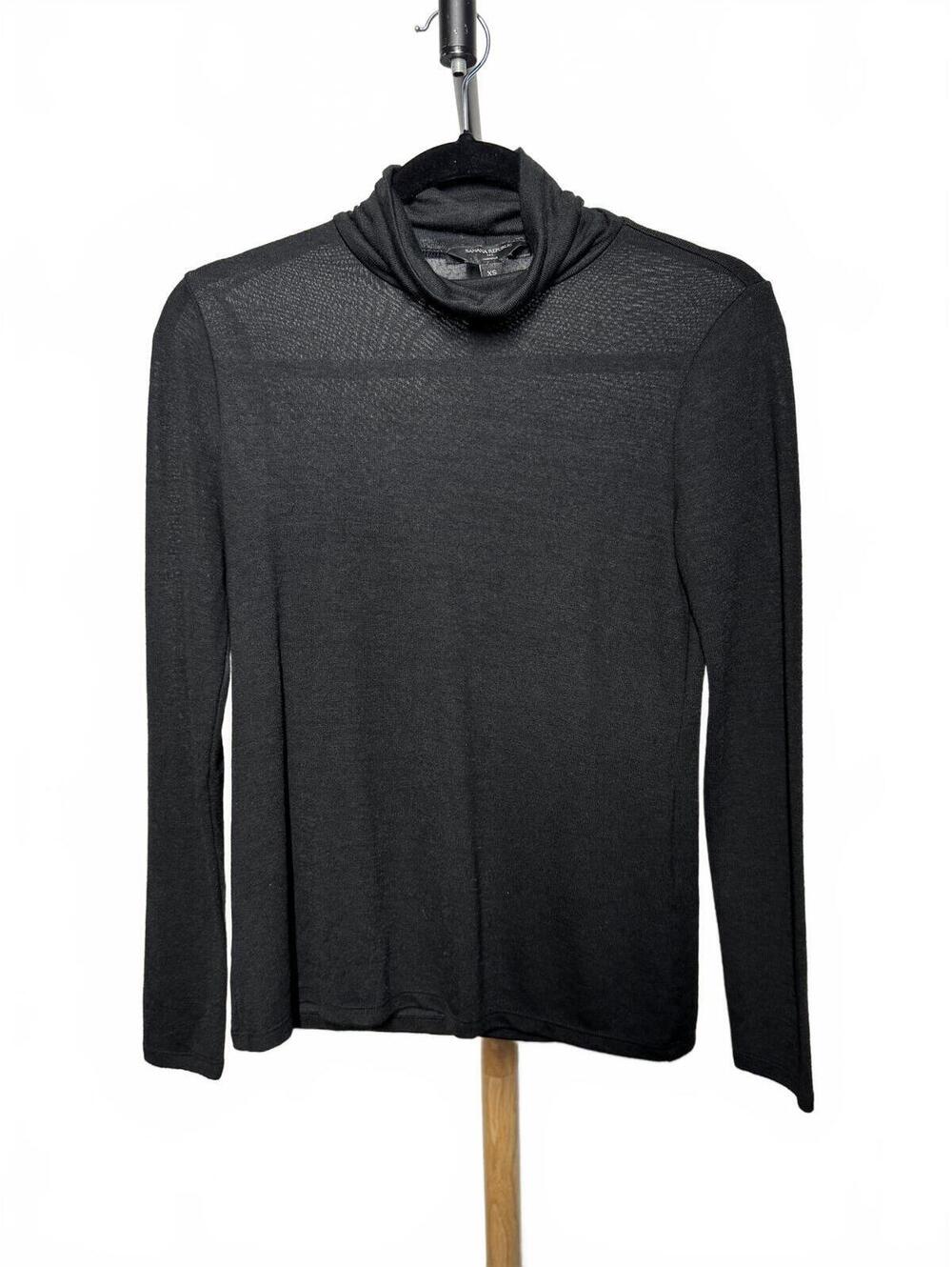 Banana Republic Black Sheer Long Sleeve Turtleneck Top XS